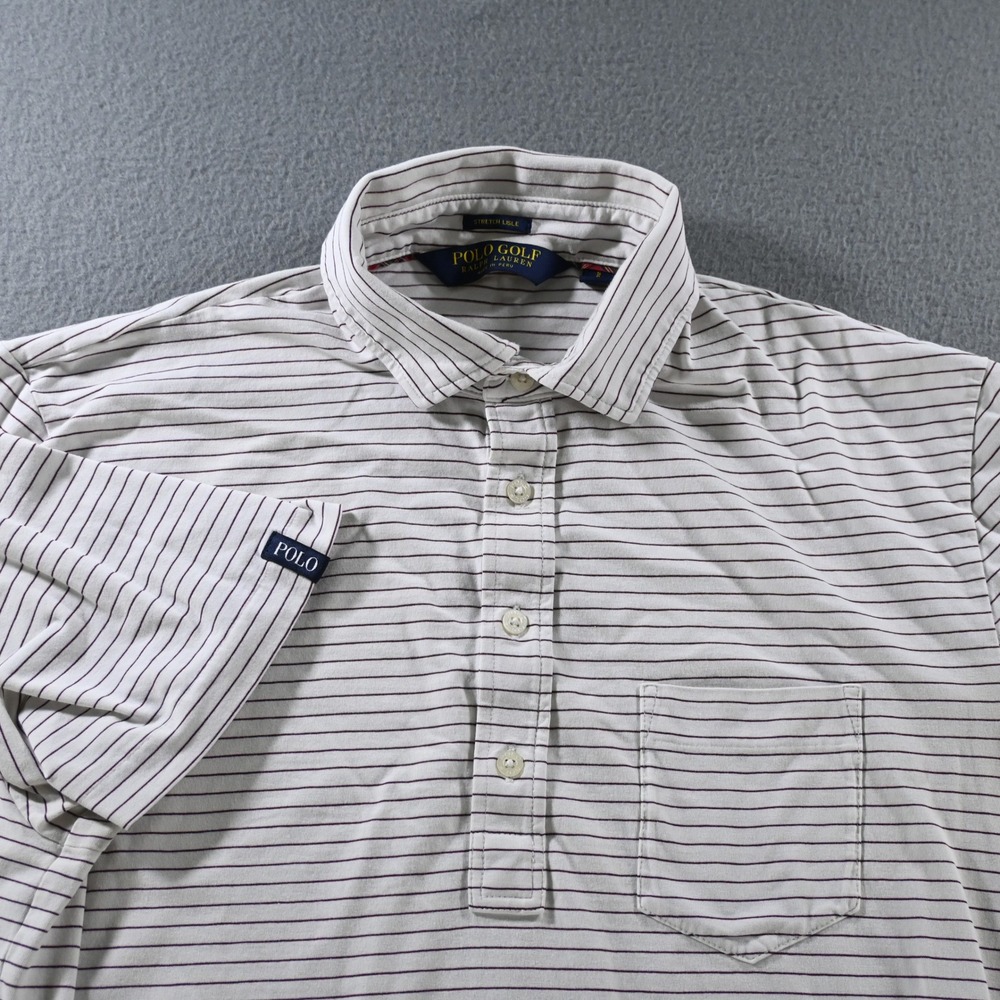 Polo Golf Ralph Lauren Mens Stretch Lisle Polo‎ Shirt Size Small White Maroon